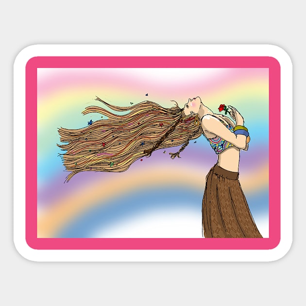 Hippie Chick Sticker by JPiC Designs